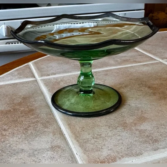 Vintage Green Depression Glass Compote Dish✨ - Picture 6 of 13